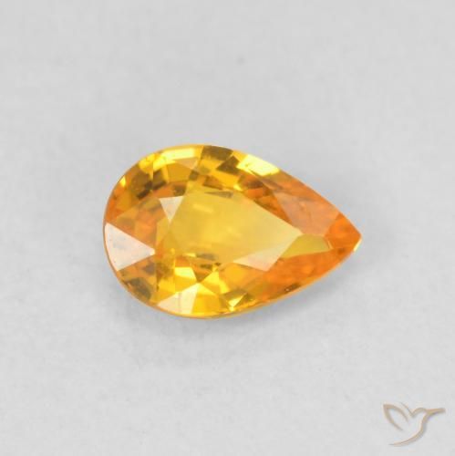 Zafiro Naranja medio natural de 0.51 ct, En forma de pera, VVS-VS