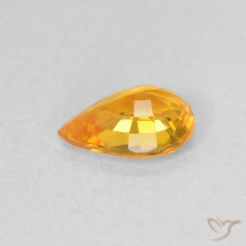 Zafiro Naranja medio natural de 0.51 ct, En forma de pera, VVS-VS