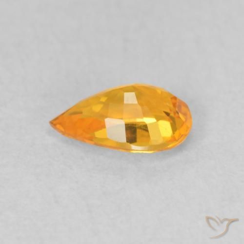 Zafiro Dorado naranja intenso natural de 0.51 ct, En forma de pera, VVS-VS