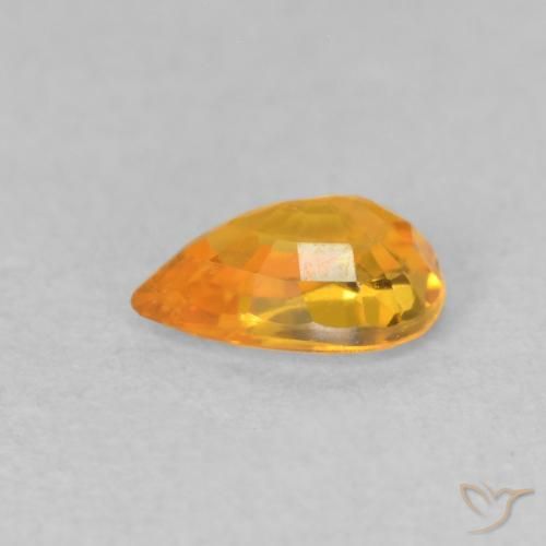 Zafiro Naranja medio natural de 0.53 ct, En forma de pera, VVS-VS