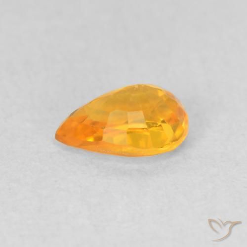 Zafiro Dorado naranja natural de 0.51 ct, En forma de pera, VVS-VS