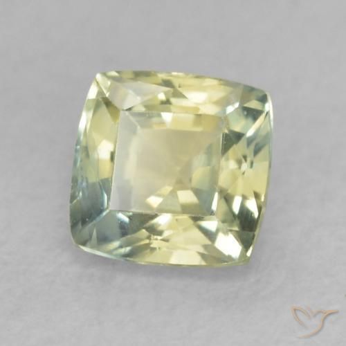 Zafiro Verde amarillento natural de 0.58 ct, Forma Cojín, VS-SI