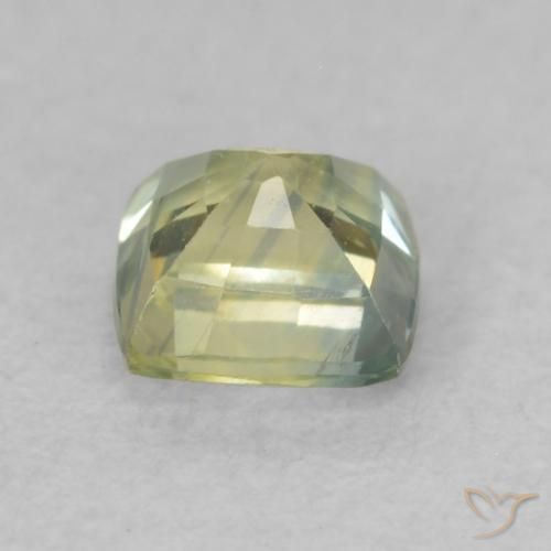 Zafiro Verde amarillento natural de 0.58 ct, Forma Cojín, VS-SI