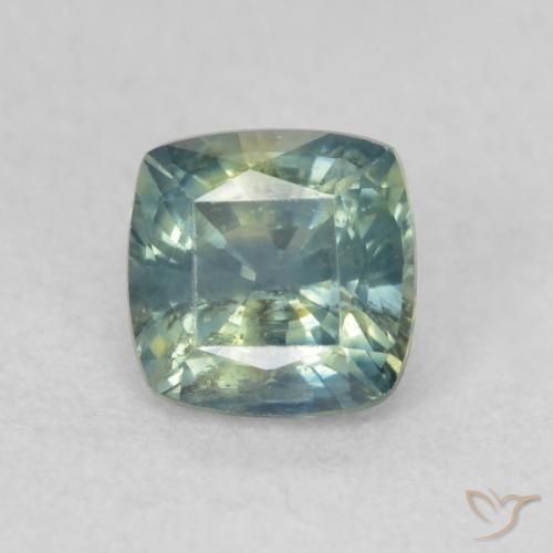 0.74ct Natural Azul verdoso Zafiro, Forma Cojín, VS-SI