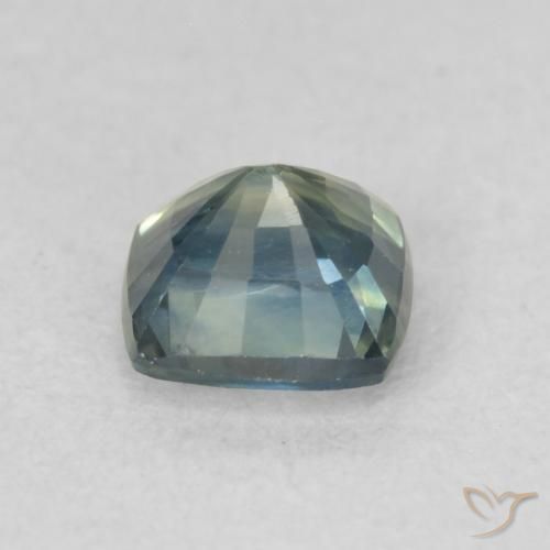 Zafiro Azul verdoso natural de 0.74 ct, Forma Cojín, VS-SI