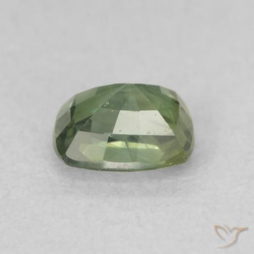 Zafiro Verde oscuro natural de 0.58 ct, Forma Cojín, VS-SI