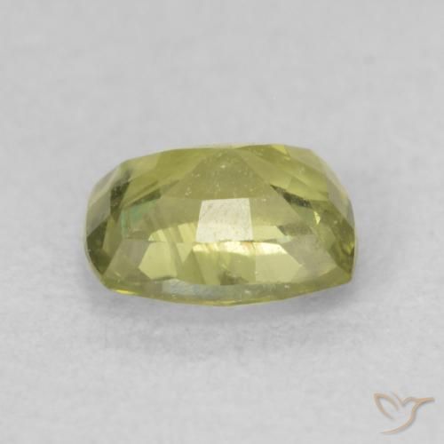Zafiro Verde amarillento natural de 0.70 ct, Forma Cojín, VS-SI