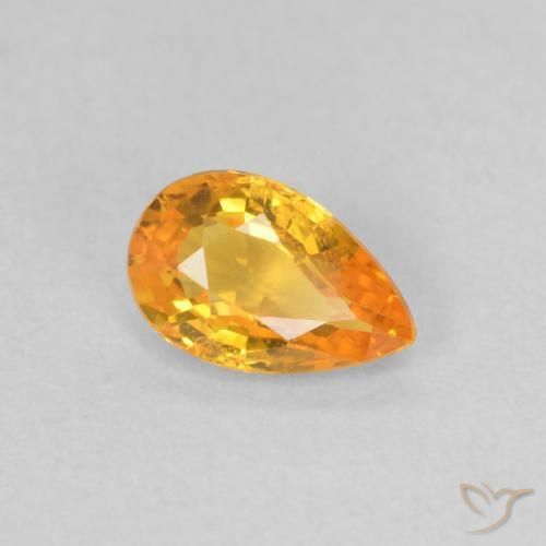 Zafiro Naranja claro natural de 0.47 ct, En forma de pera, VS