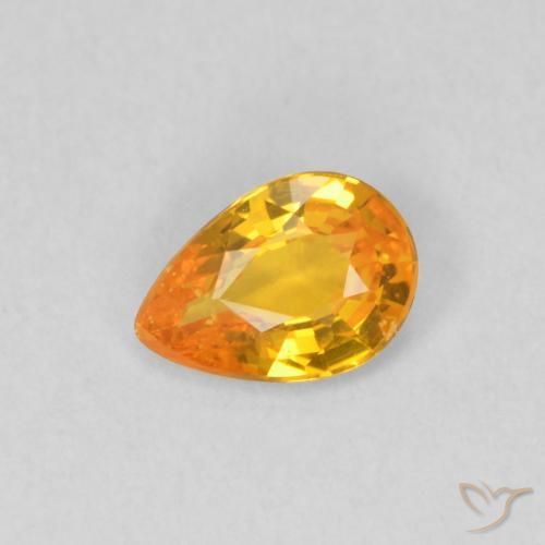 0.39ct Natural Naranja claro Zafiro, En forma de pera, VS