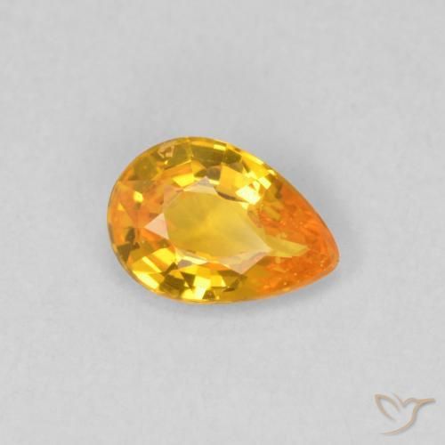 Zafiro Naranja claro natural de 0.39 ct, En forma de pera, VS
