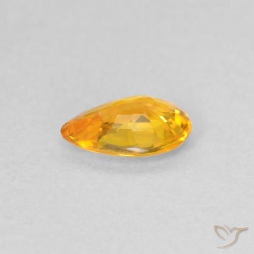 Zafiro Naranja claro natural de 0.39 ct, En forma de pera, VS