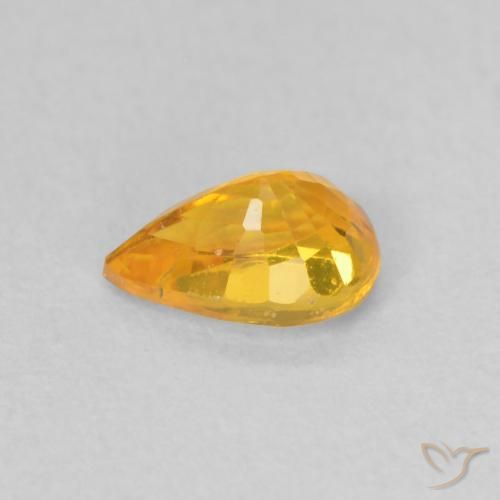 Zafiro Naranja claro natural de 0.60 ct, En forma de pera, VS