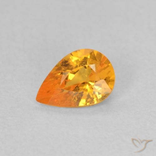 Zafiro Naranja claro natural de 0.44 ct, En forma de pera, VS