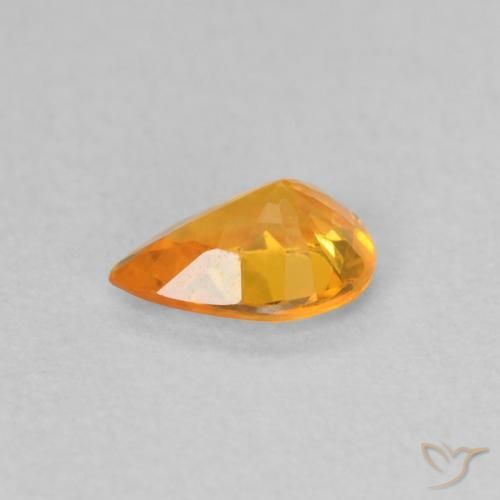 Zafiro Naranja claro natural de 0.44 ct, En forma de pera, VS