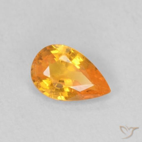Zafiro Naranja medio natural de 0.54 ct, En forma de pera, VS