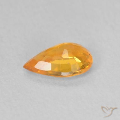 Zafiro Naranja medio natural de 0.54 ct, En forma de pera, VS