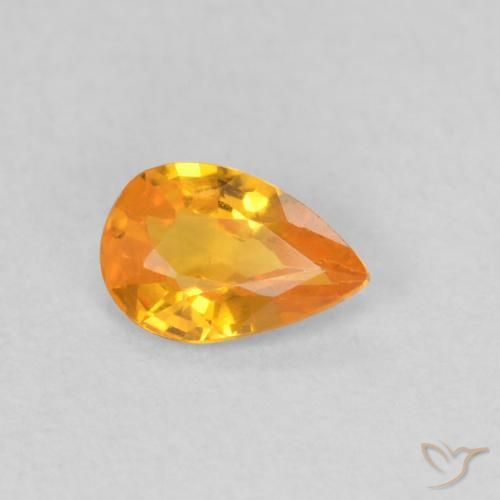 Zafiro Naranja albaricoque natural de 0.40 ct, En forma de pera, VS