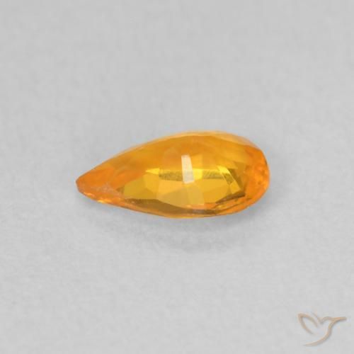 Zafiro Naranja albaricoque natural de 0.40 ct, En forma de pera, VS