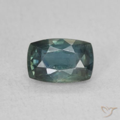 0.78ct Natural Verde azulado oscuro Zafiro, Forma Cojín, VS