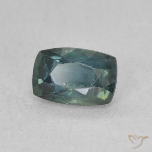 Zafiro Verde azulado oscuro natural de 0.78 ct, Forma Cojín, VS