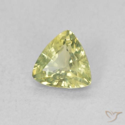 Zafiro Verde amarillento natural de 0.49 ct, Trillón, VS
