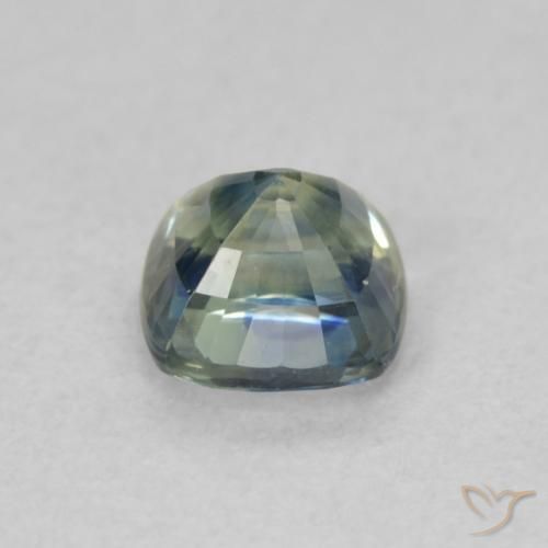 Zafiro Verde azul medio natural de 0.73 ct, Forma Cojín, VVS-VS