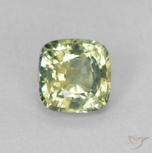 0.65ct Natural Verde amarillento Zafiro, Forma Cojín, VVS-VS