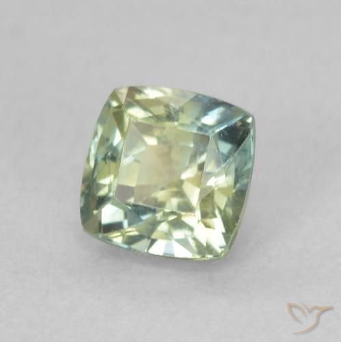 Zafiro Verde salvia claro natural de 0.59 ct, Forma Cojín, VS