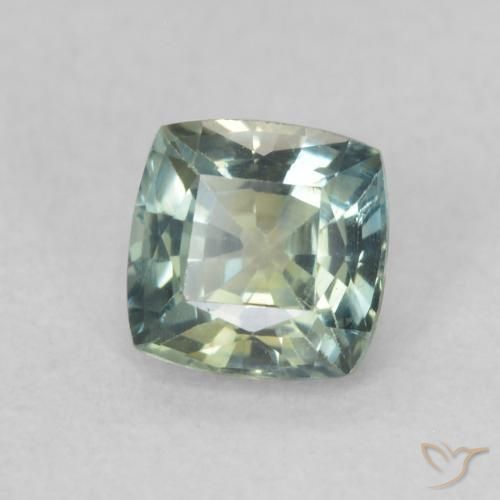 Zafiro Verde amarillento natural de 0.55 ct, Forma Cojín, VS