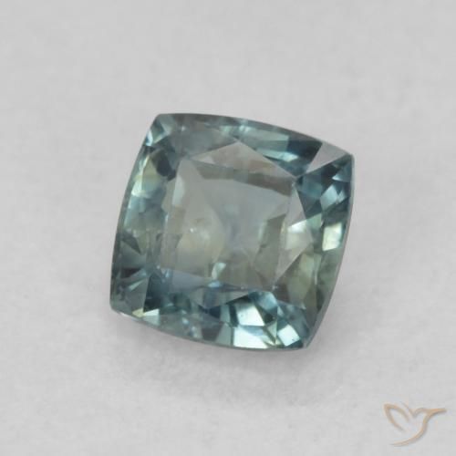 Zafiro Verde azulado natural de 0.65 ct, Forma Cojín, VS