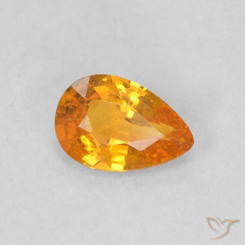 Zafiro Naranja claro natural de 0.48 ct, En forma de pera, VS