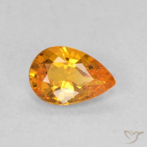 Zafiro Naranja claro natural de 0.52 ct, En forma de pera, VS