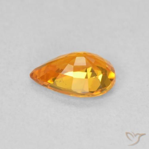 Zafiro Naranja claro natural de 0.52 ct, En forma de pera, VS