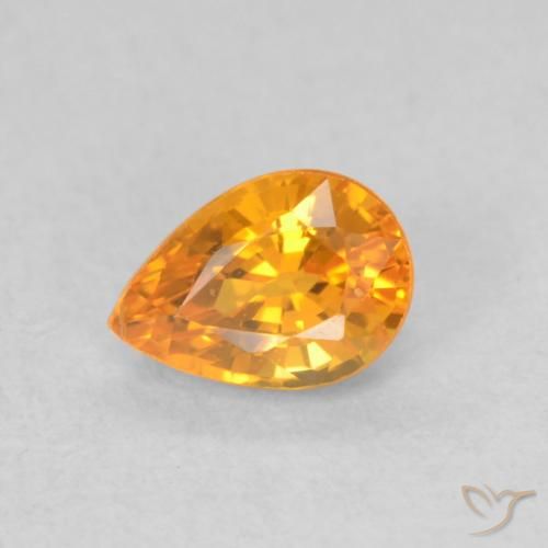 0.62ct Natural Naranja albaricoque Zafiro, En forma de pera, VS