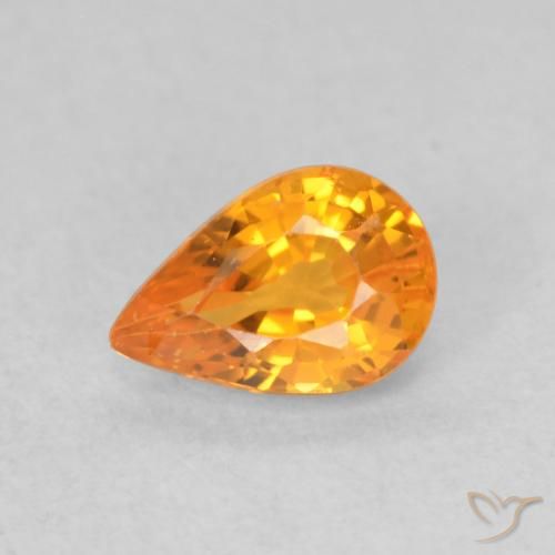 0.64ct Natural Naranja medio Zafiro, En forma de pera, VS