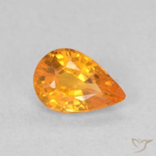 Zafiro Naranja medio natural de 0.64 ct, En forma de pera, VS