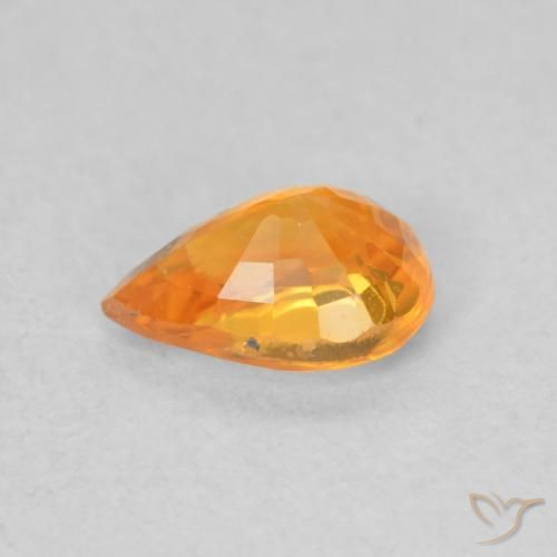 Zafiro Naranja medio natural de 0.64 ct, En forma de pera, VS