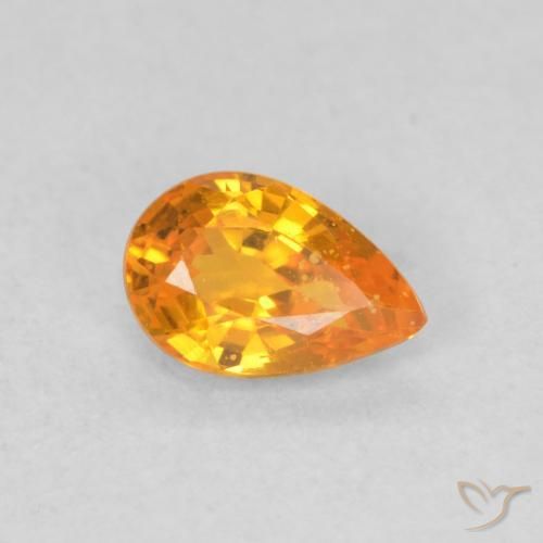 Zafiro Naranja claro natural de 0.50 ct, En forma de pera, VS