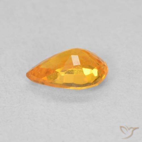 Zafiro Naranja claro natural de 0.50 ct, En forma de pera, VS