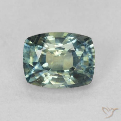 0.76ct Natural Verde azul medio Zafiro, Forma Cojín, VVS-VS