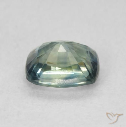 Zafiro Verde azul medio natural de 0.76 ct, Forma Cojín, VVS-VS