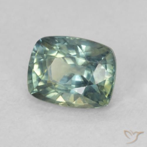Zafiro Verde-azul natural de 0.82 ct, Forma Cojín, VVS-VS