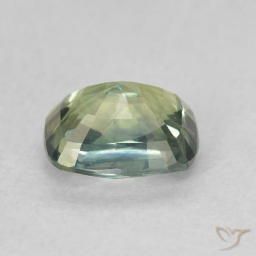Zafiro Verde-azul natural de 0.82 ct, Forma Cojín, VVS-VS