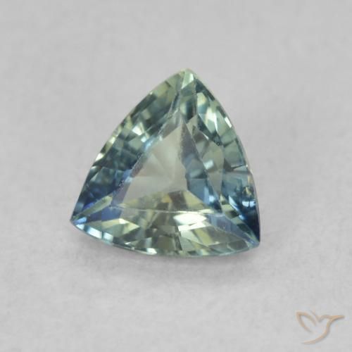 Zafiro Verde azulado natural de 0.56 ct, Trillón, VS