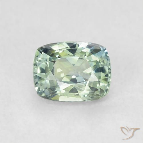 0.61ct Natural Verde pálido Zafiro, Forma Cojín, VS