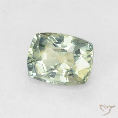 Zafiro Verde salvia claro natural de 0.64 ct, Forma Cojín, VS