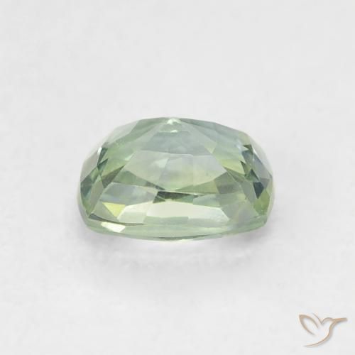 Zafiro Verde salvia claro natural de 0.64 ct, Forma Cojín, VS