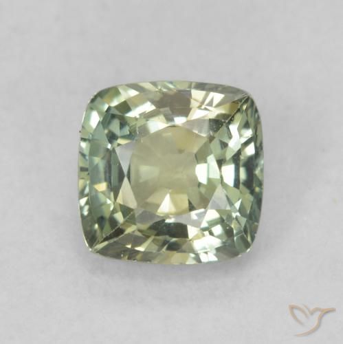 0.81ct Natural Verde salvia claro Zafiro, Forma Cojín, VVS