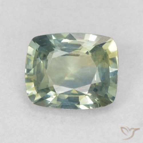 0.92ct Natural Verde amarillento Zafiro, Forma Cojín, VVS
