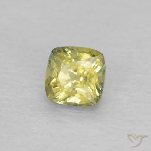 Zafiro Amarillo piña natural de 0.42 ct, Forma Cojín, VVS-VS
